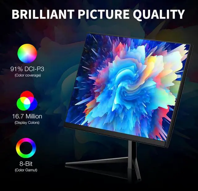 Alt view image 5 of 7 - 24 Inch FHD IPS Gaming Monitor, 180Hz, 1ms, HDMI VGA Ports VESA Compatible, Tilt Adjustable, Borderless Design, Multi-Screen Capability, AMD FreeSync & G-Sync Compatible, Build-in Speakers