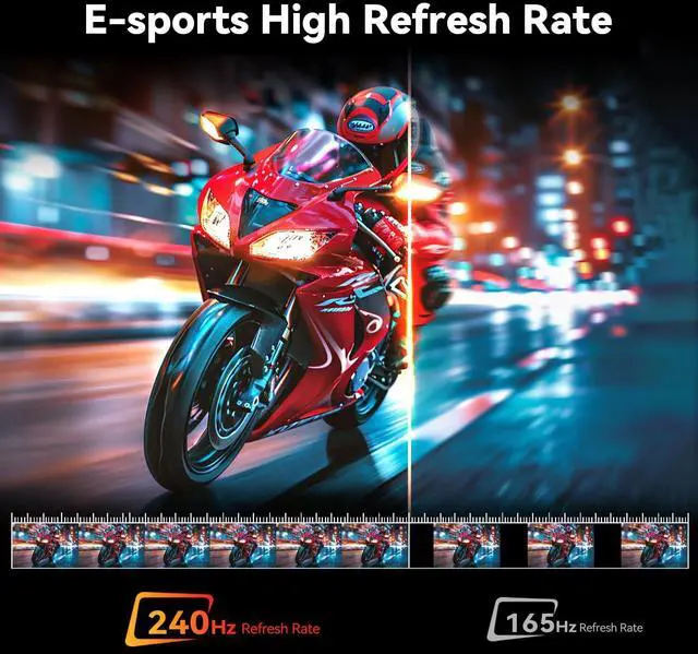 Alt view image 4 of 6 - CUNPU 24 Inch 240Hz Gaming Monitor, 1080p FHD, Fast VA Panel, 1ms Adaptive Sync, Ultra Slim Frame, 16.7M Colors, sRGB 100%, HDMI 2.1 & DP 1.4, VESA, Eye Care, for PS5, Xbox, Gaming Computer Monitor