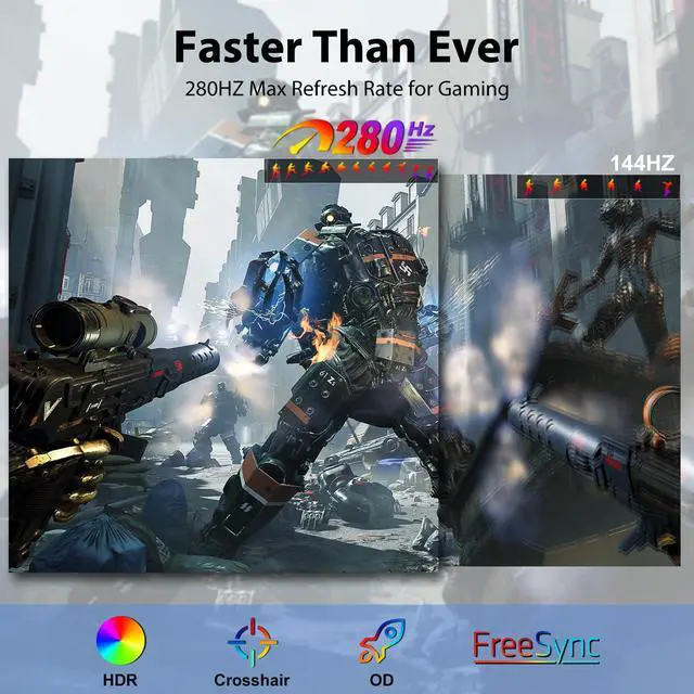 Alt view image 2 of 7 - 18.5 Inch 280Hz Portable Gaming Monitor,2K QHD 100% sRGB Portable Monitor Gameplus HDR FreeSync Laptop Monitors,Portable Screen for PC Phone Game Console
