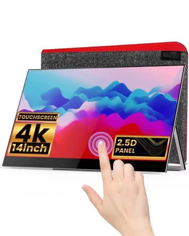 Alt view image 4 of 7 - Portable 4K Touchscreen - 14" Frameless UHD IPS Monitor, Auto-Rotating FreeSync, Dual USB-C