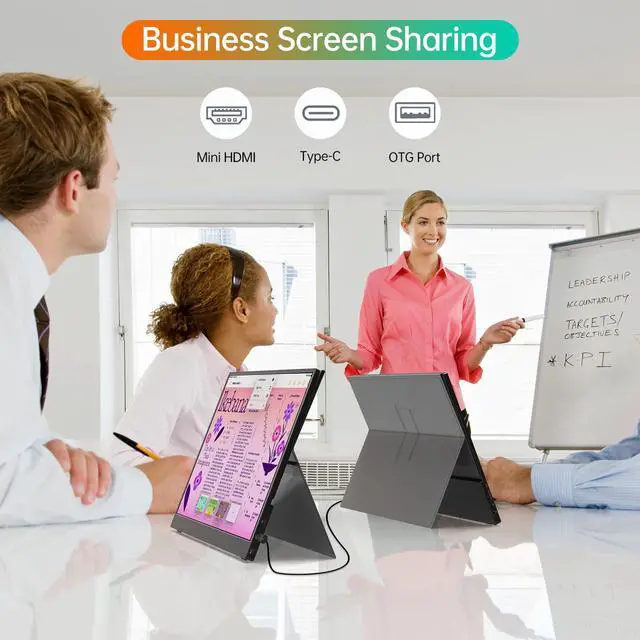 Alt view image 4 of 7 - MNN 17.3" Portable Monitor 1080P FHD 144Hz Narrow Edge Laptop Monitor USB C HDMI Gaming Computer IPS HDR Screen, Travel Monitor for PC Mac Phone Xbox PS5 Laptop /Smart Cover Speakers