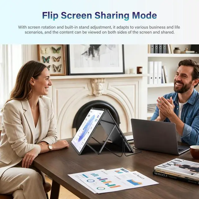 Alt view image 4 of 7 - 18.5" Dual Portable Monitor 2K 200Hz 100% sRGB - Foldable & Stackable Design with 315° Screen Adjustment & 180° Stand | DP/USB-C/HDMI, Second Monitor for Laptop, Mac, Windows