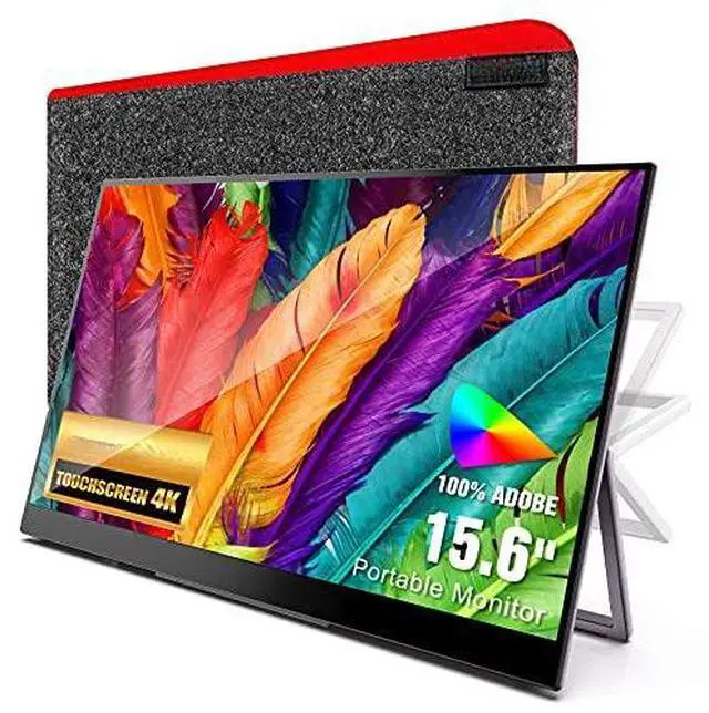 Main image of Portable Monitor 4K Touchscreen, 15.6 Inch Adobe 100% RGB Ultra HD 3840x2160 USB C HDMI External Second Monitor for Laptop, MacBook, PS5, PS4, Xbox, Built-in Speaker with Kickstand