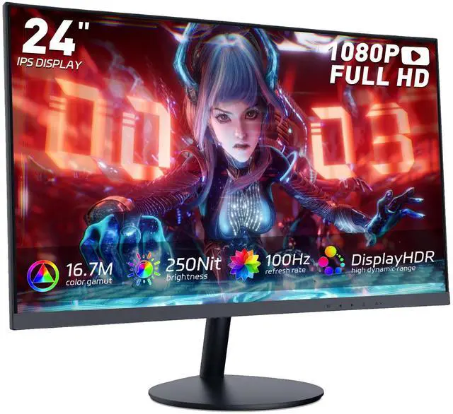 Main image of 24" IPS FHD 100Hz Gaming Monitor, 1ms FreeSync & G-Sync, HDMI 2.0/DP 1.2, VESA 75x75, Low-Blue Light