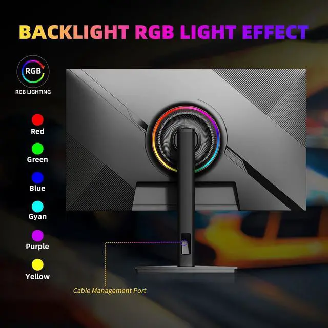 Alt view image 7 of 7 - 27 Inch 2K 200Hz Gaming Monitor, QHD 2560x1440p Fast IPS Screen, 1ms GTG, HDR 128% sRGB, FreeSync & G-Sync Compatible, Frameless Computer Display