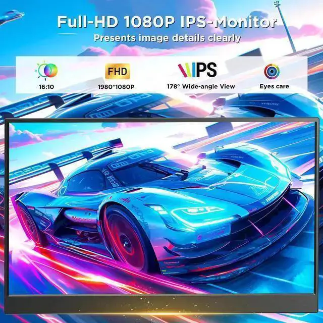 Alt view image 2 of 7 - Portable-Monitor-for-Lapto - 15.6'' 1080P FHD IPS Display USB-C HDMI Portable Monitor for Laptop with Cover and Speakers External Monitor for Laptop/PC/Mac/Phone/PS4 Certified Refurbished Portable Mon