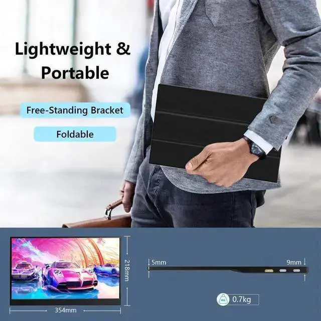 Alt view image 6 of 7 - Portable-Monitor-for-Lapto - 15.6'' 1080P FHD IPS Display USB-C HDMI Portable Monitor for Laptop with Cover and Speakers External Monitor for Laptop/PC/Mac/Phone/PS4 Certified Refurbished Portable Mon