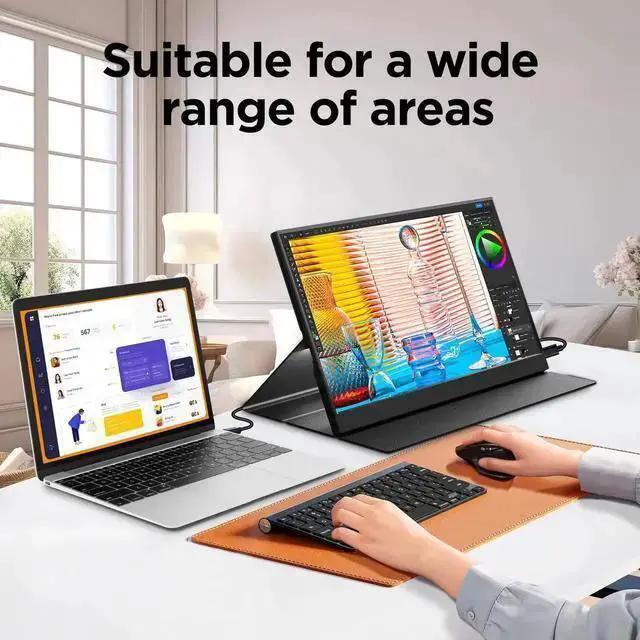 Alt view image 7 of 7 - Portable-Monitor-for-Lapto - 15.6'' 1080P FHD IPS Display USB-C HDMI Portable Monitor for Laptop with Cover and Speakers External Monitor for Laptop/PC/Mac/Phone/PS4 Certified Refurbished Portable Mon