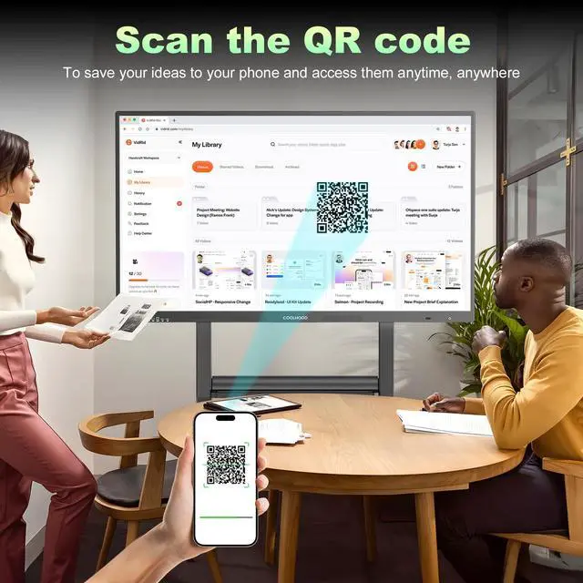 Alt view image 5 of 7 - COOLHOOD 65" 4K UHD Interactive Whiteboard Grade B Refurbished (Pristine Screen, Minor Rear Scuffs), Open OS, for Classroom/Meeting/Home (Wall Mount Included)