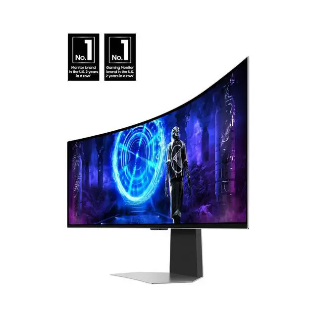 Alt view image 2 of 7 - 49-inch QD-OLED Curved Gaming Monitor, 240Hz 0.03ms, Dual QHD (5120x1440) 32:9, G-Sync Compatible & FreeSync Premium Pro, Glare Free, Ergonomic Stand, 3 Yr WarrantyLS49DG956SNXGO (2024)