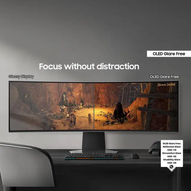 Alt view image 4 of 7 - 49-inch QD-OLED Curved Gaming Monitor, 240Hz 0.03ms, Dual QHD (5120x1440) 32:9, G-Sync Compatible & FreeSync Premium Pro, Glare Free, Ergonomic Stand, 3 Yr WarrantyLS49DG956SNXGO (2024)