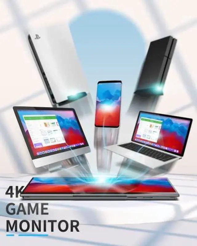 Alt view image 3 of 7 - 15.6" 4K Portable Touch Monitor, 3840x2160 IPS 100% sRGB, 10-Point Touch & Auto-Rotate, USB-C/Mini HDMI, Ultra-Slim 2.0 lbs with Stand for Laptop PC PS5
