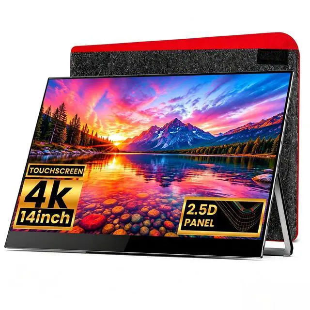 Main image of 15.6" 4K Portable Touch Monitor, 3840x2160 IPS 100% sRGB, 10-Point Touch & Auto-Rotate, USB-C/Mini HDMI, Ultra-Slim 2.0 lbs with Stand for Laptop PC PS5