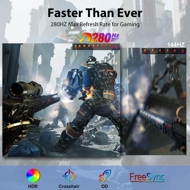 Alt view image 2 of 7 - 18.5" 280Hz Portable Gaming Monitor, 2K QHD 100% sRGB HDR FreeSync, Gameplus Screen for Laptop PC Phone Game Console