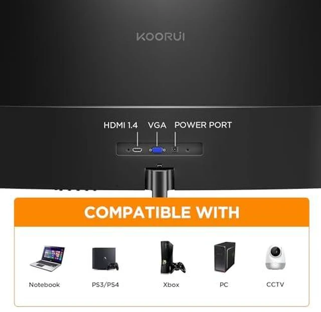 Alt view image 3 of 7 - 24 Inch Curved Computer Monitor, FHD 1080P 100Hz VA 1500R, Adaptive Sync, 99% sRGB, HDMI & VGA, Tilt Adjustable, TÜV Eye Care, Backward Compatible with 75Hz/60Hz