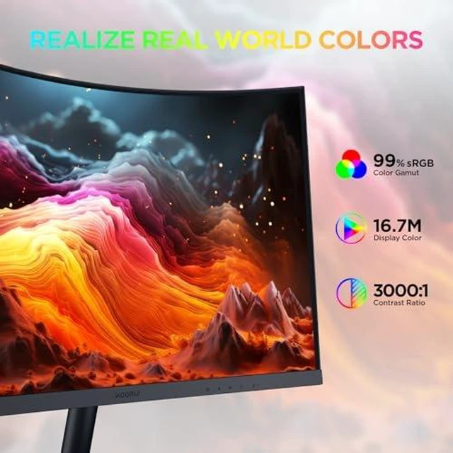 Alt view image 7 of 7 - 27inch Curved Computer Monitor, FHD 1080P 144Hz VA 1500R, 99% sRGB, TÜV Eye Care, HDMI & VGA, Tilt Adjustable, Backward Compatible with 120Hz/100Hz/75Hz/60Hz