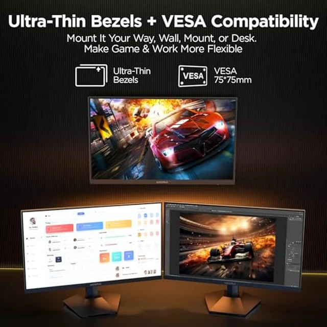 Alt view image 5 of 7 - 27" 1440p Gaming Monitor 200Hz 1ms Fast IPS, QHD 2560x1440 HDR400 95% DCI-P3, Adaptive Sync, Compatible with 165Hz/144Hz/120Hz/100Hz/60Hz, HDMI 2.0 & DP 1.4, VESA