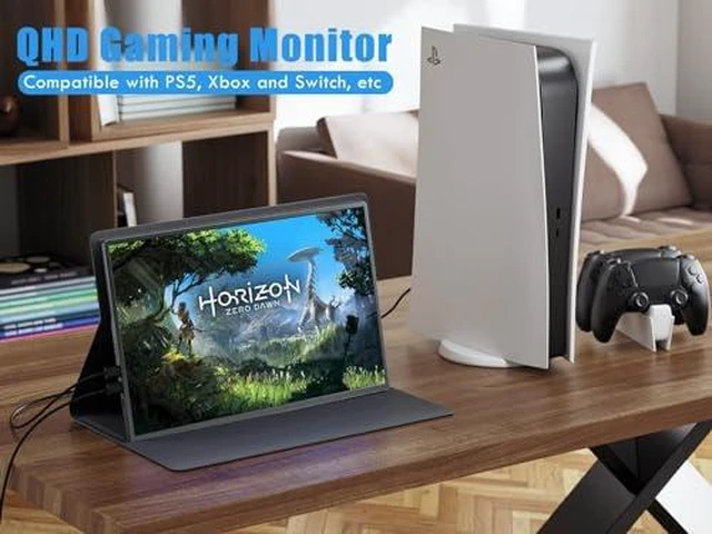 Alt view image 3 of 7 - 16" Portable Monitor, 2.5K QHD 2560x1600 120Hz IPS 16:10, 1ms 100% sRGB, USB-C & Mini HDMI, Dual Speakers, Smart Cover & VESA 75x75mm