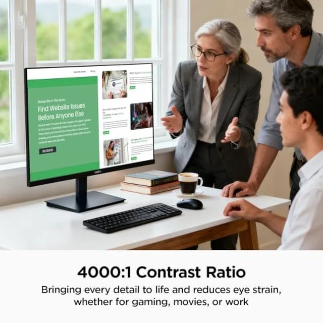 Alt view image 5 of 7 - 24" FHD Monitor 100Hz 5ms VA, 1920x1080 99% sRGB 4000:1, Adaptive Sync, Compatible with 75Hz/60Hz, HDMI 1.4 & VGA & Audio Out, TÜV Eye Care, VESA 100x100mm