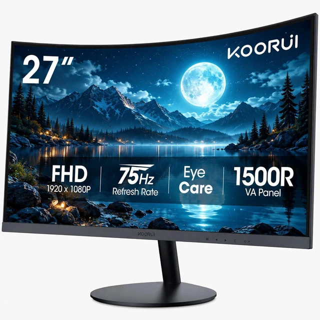 Main image of 27" Curved Monitor FHD 75Hz VA 1500R, 99% sRGB, TÜV Eye Care, HDMI & VGA, Tilt Adjustable, Backward Compatible with 60Hz