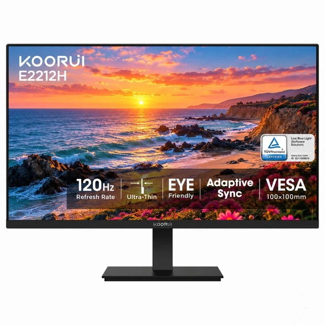Main image of 22" 120Hz FHD Monitor VA 1920x1080, 99% sRGB 4000:1, Adaptive Sync, Works with 100Hz/75Hz/60Hz, HDMI 1.4 & VGA, TÜV Eye Care, VESA 100x100mm