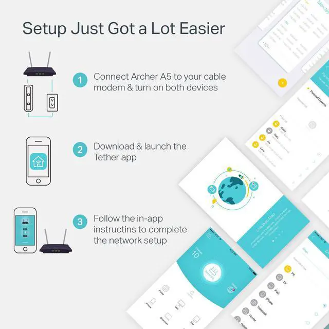 Alt view image 4 of 5 - AC1200 WiFi Router (Archer A5) - Dual Band Wireless Internet Router, 4 x 10/100 Mbps Fast Ethernet Ports, Supports Guest WiFi, Access Point Mode, IPv6 and Parental Controls
