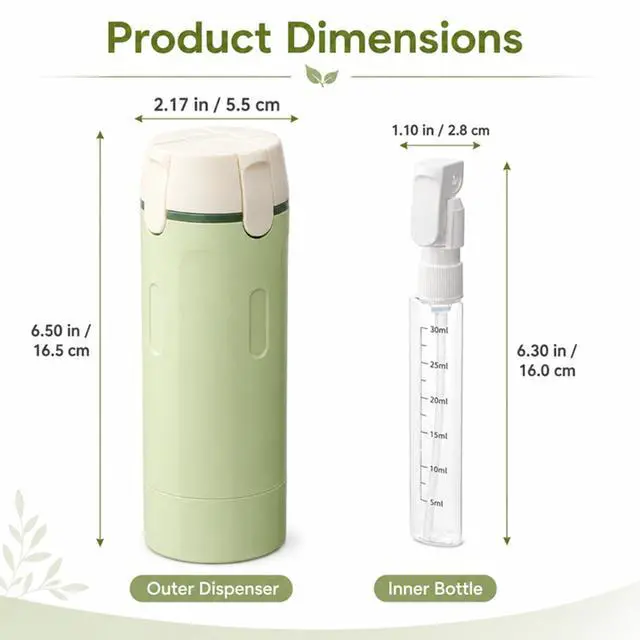 Alt view image 2 of 7 - 4-in-1 Travel Dispenser, 4 Pack 40ML Travel Toiletry Bottles, Leak Proof Travel Size Containers, Portable Refillable Bottles for Shampoo Lotion Conditioner Face Cream (White+Green)