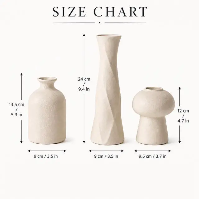 Alt view image 2 of 7 - 3D Printed Textured Beige Vase, Minimalist Sculpture Vessel, Dry Grass Flower Vase, Home Decor for Living Room Shelf Entryway