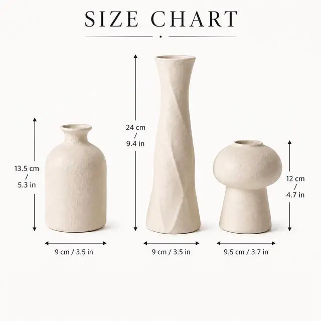 Alt view image 2 of 7 - 3D Printed Textured Beige Vase, Minimalist Sculpture Vessel, Dry Grass Flower Vase, Home Decor for Living Room Shelf Entryway A+C