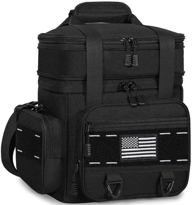 Main image of TENKIST Expandable Tactical Lunch Box, XLarge Insulated Lunch Cooler Bag Heavy Duty Leakproof Lunch Pail for Men Adults Work Office Outdoor Picnic Trips,25L,Black