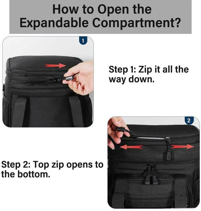 Alt view image 7 of 7 - TENKIST Expandable Tactical Lunch Box, XLarge Insulated Lunch Cooler Bag Heavy Duty Leakproof Lunch Pail for Men Adults Work Office Outdoor Picnic Trips,25L,Black