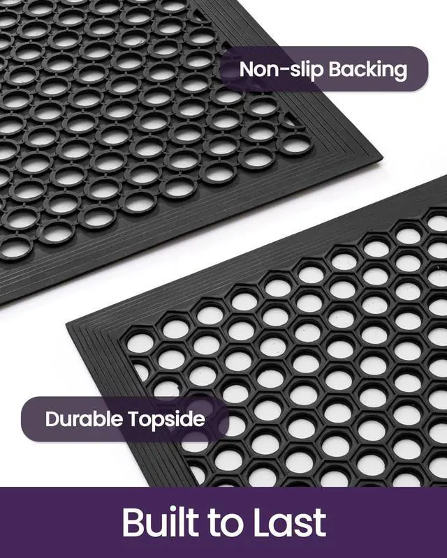 Alt view image 4 of 7 - DEXI Front Door Mat 32x48, Non Slip Rubber Doormat Outside Entrance, Heavy Duty Waterproof Drainage Entry Mats, Low Profile Dirt Trapper for Patio Entryway, Black