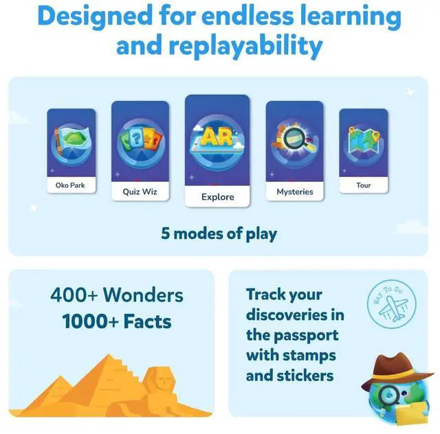 Alt view image 2 of 6 - PlayShifu Globe for Kids Orboot Earth: Interactive Kids Globe with 1000+ Facts on Animals, Places & Monuments | Tech-Powered Learning Toy & STEM Gift for Kids Ages 410