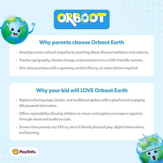 Alt view image 4 of 6 - PlayShifu Globe for Kids Orboot Earth: Interactive Kids Globe with 1000+ Facts on Animals, Places & Monuments | Tech-Powered Learning Toy & STEM Gift for Kids Ages 410