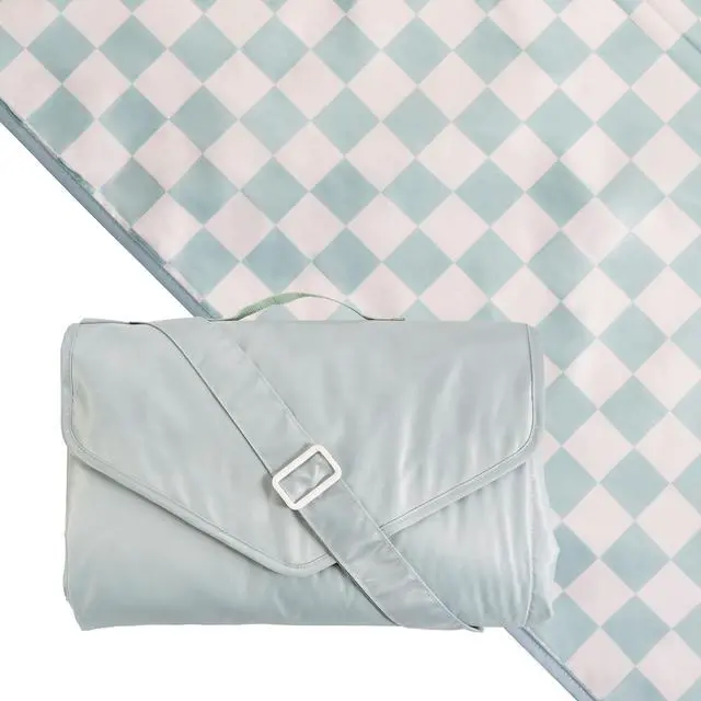 Main image of Tiny Twinkle Waterproof Picnic Blanket | 5'x7' 100% Recycled Polyester, Sandproof, Foldable & Portable for Beach, Camping, Travel (Sage Checkers