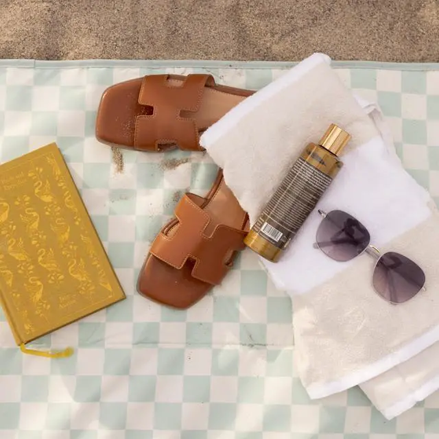 Alt view image 5 of 7 - Tiny Twinkle Waterproof Picnic Blanket | 5'x7' 100% Recycled Polyester, Sandproof, Foldable & Portable for Beach, Camping, Travel (Sage Checkers