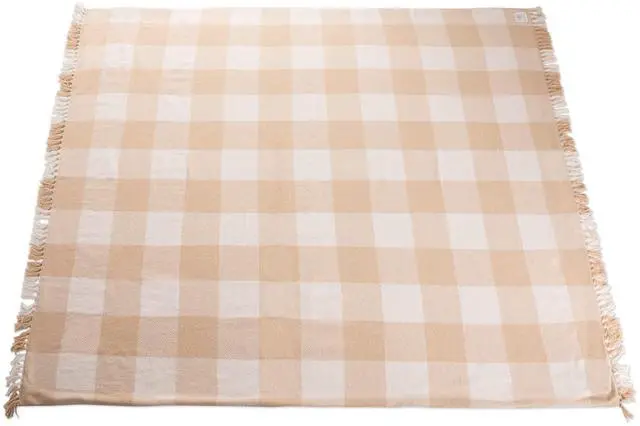 Alt view image 6 of 6 - Picnic TIME Montecito Picnic Blanket with Harness, Large 60" x 70" Outdoor Blanket, Woven Cotton Top with Water-Resistant Poly Duck Backing, Sandproof Beach Mat for Camping & Travel (Beige Gingham)