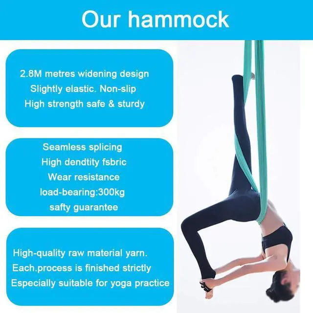 Alt view image 4 of 7 - FOSER Aerial Yoga Hammock Aerial Yoga Swing with Daisy Chains Carabiners for Inverted Gravity Yoga Flip with Instruction Manual 5M×2.8M (Gradient Purple)