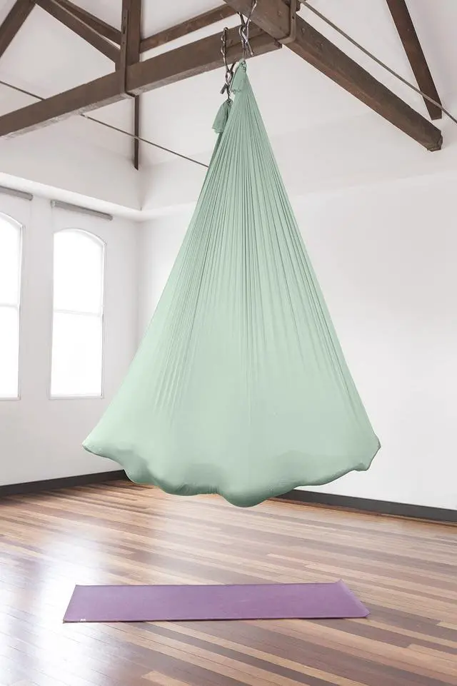 Alt view image 5 of 7 - Pinc Active Silk Aerial Yoga Swing & Hammock Kit for Improved Yoga Inversions, Flexibility & Core Strength - Mint