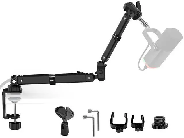 Main image of Kairiyard Microphone Boom Arm, 360° Rotatable Heavy Duty Stable Metal Low Profile Mic Arm Stand Desk Mount for Podcast Live Streaming Gaming Studio, with Cable Management, 3/8'' to 5/8'' Adapter