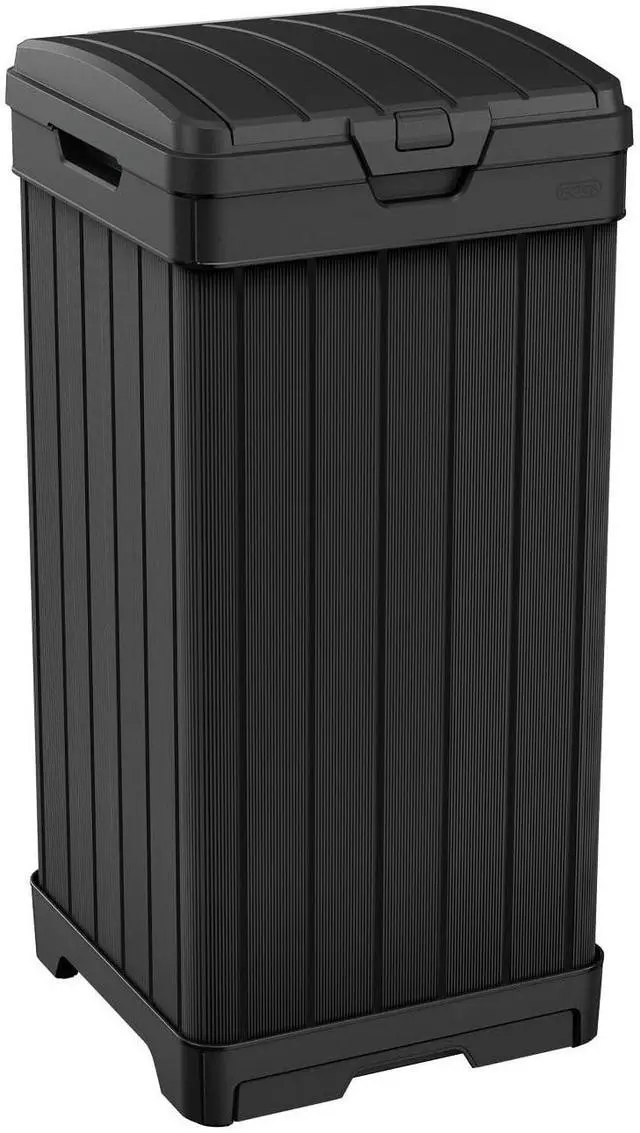 Main image of Keter Baltimore 38Gallon Outdoor Trash Can Resin Patio Garbage Bin with Locking Lid & EasyClean Drip Tray, WeatherResistant Design, Grey