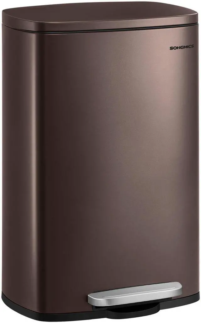 Main image of SONGMICS 13 Gallon (50 L) Trash Can, Stainless Steel Kitchen Garbage Can, Recycling or Waste Bin, Soft Close, Step-On Pedal, Removable Inner Bucket, Brown ULTB50BR