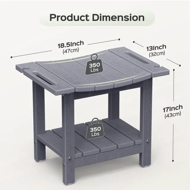 Alt view image 2 of 7 - LyriFine Shower Bench - HDPE Waterproof Shower Bench for Inside Shower, 18.7" Shower Stool with Shower Head Holder, 350lbs Shower Seat with Storage Shelf, Shower Chair for Bathroom Indoor Outdoor Use