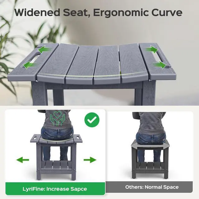 Alt view image 5 of 7 - LyriFine Shower Bench - HDPE Waterproof Shower Bench for Inside Shower, 18.7" Shower Stool with Shower Head Holder, 350lbs Shower Seat with Storage Shelf, Shower Chair for Bathroom Indoor Outdoor Use