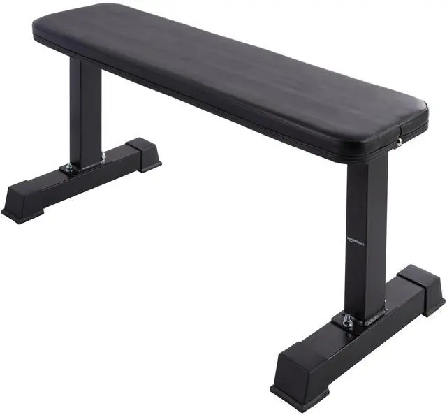 Main image of Amazon Basics Sturdy Flat Weight Bench for Home Gym, Strength Training, Stable Assembly, Black