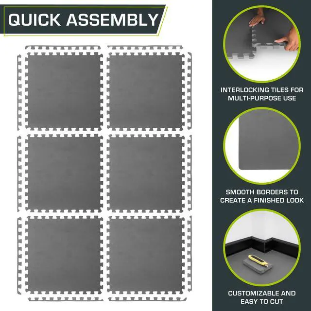 Alt view image 7 of 7 - ProsourceFit Extra Thick Puzzle Exercise Mat ¾ and 1", EVA Foam Interlocking Tiles for Protective, Cushioned Workout Flooring for Home and Gym Equipment