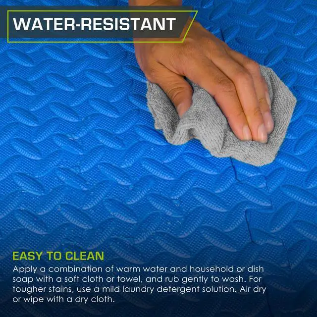 Alt view image 5 of 6 - ProsourceFit Puzzle Exercise Mat ½ in, EVA Interlocking Foam Floor Tiles for Home Gym, Mat for Home Workout Equipment, Floor Padding for Kids, Blue, 24 in x 24 in x ½ in, 48 Sq Ft - 12 Tiles