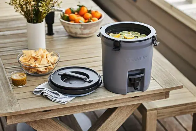 Alt view image 3 of 3 - Stanley Adventure Fast Flow Water Jug 2 Gallon | Leakproof Ice Water Dispenser | Insulated Beverage Cooler | Easy Pour Spigot and Latched Foam Lid | BPA-Free | Twilight