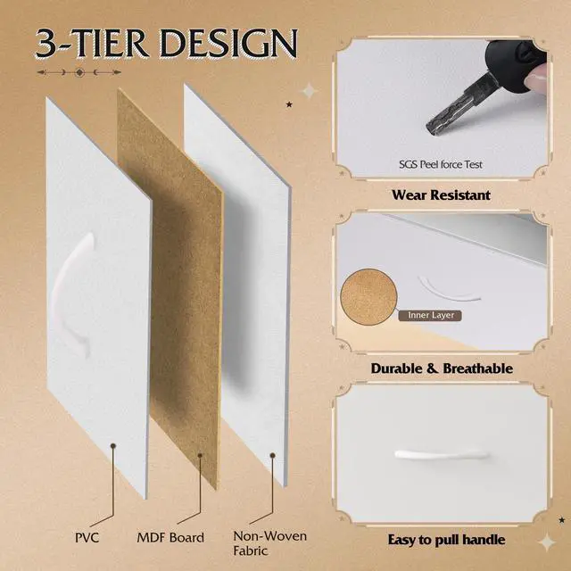 Alt view image 7 of 7 - WLIVE 7 Drawer Dresser TV Stand, Dressers for Bedroom, Fabric Storage Tower, Hallway, Entryway, Closets, Sturdy Steel Frame, Wood Top, Easy Pull Handle, White