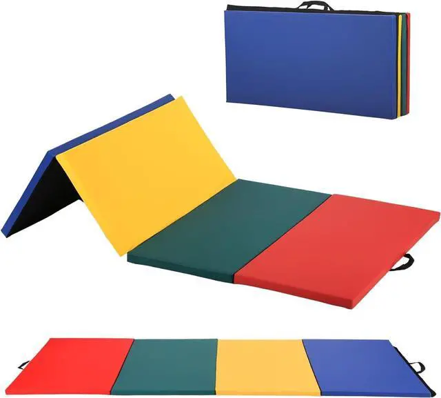 Main image of Gymnastics Tumbling Mats Portable Gymnastics Mat 4 Folding Tumbling Mat 4'x8'x2"Thick Yoga Mat Exercise Mat with Carrying Handles for home Workout outdoor Yoga Gymnastic